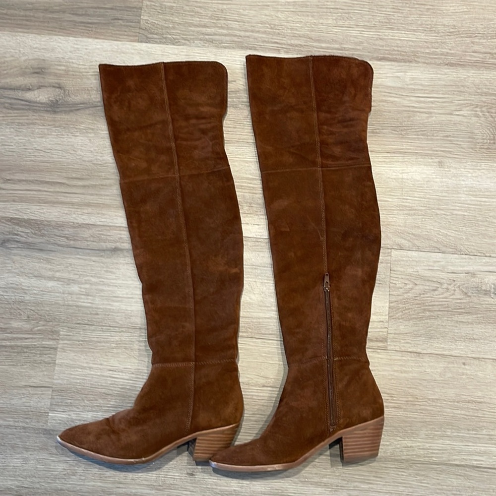 Steve Madden over the knee genuine leather/suede camel color boots. Size 5.5